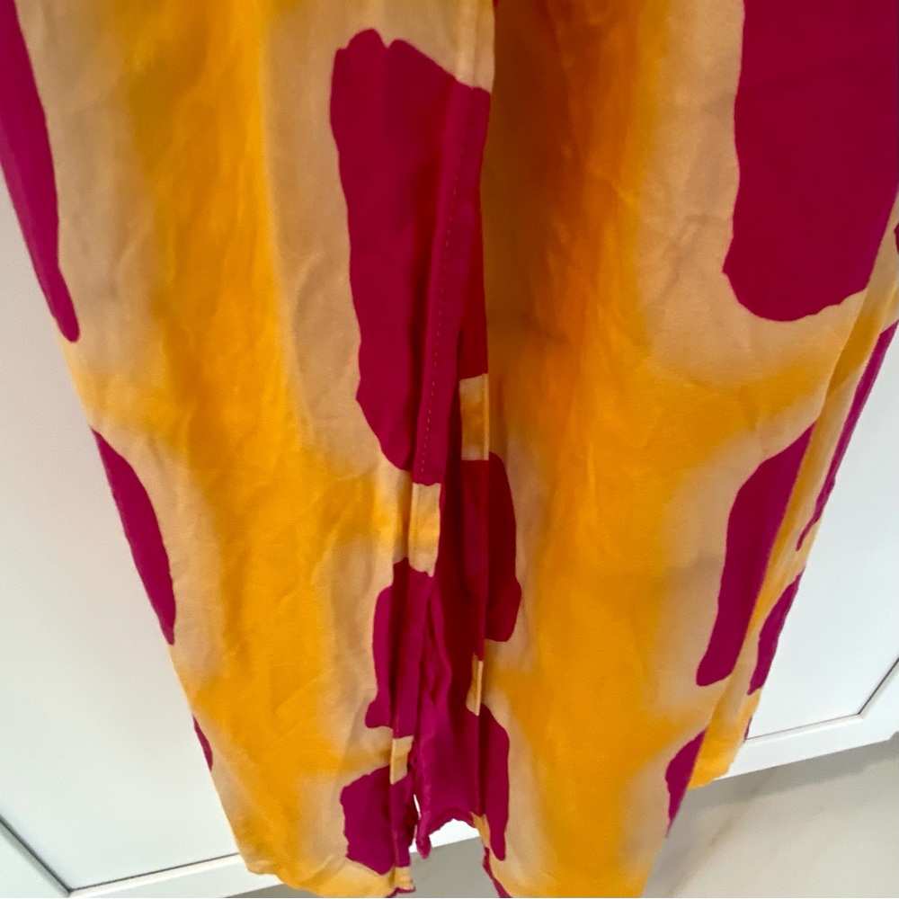 Anthropologie Pink and Yellow Square-Print Midi Slip Dress - Picture 10 of 15
